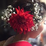 成人式の生花髪飾り真っ赤な大きなダリア